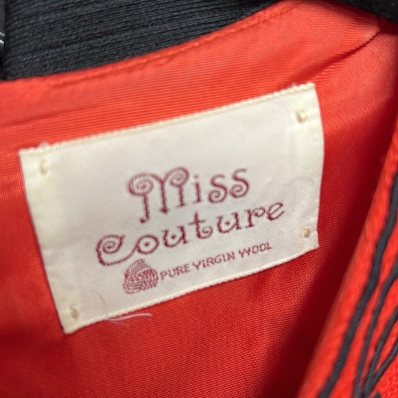 M111 // Red MISS COUTURE Pure Virgin Wool Dress 60s - Picture 6 of 11